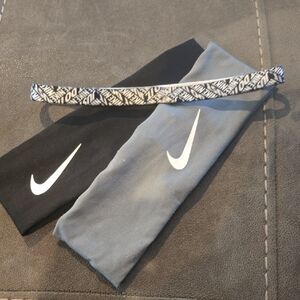 Nike Black and Gray Headbands with Pattern